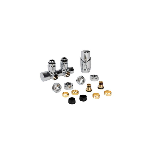 Radiator Aansluitset - haaks - glanzend chroom