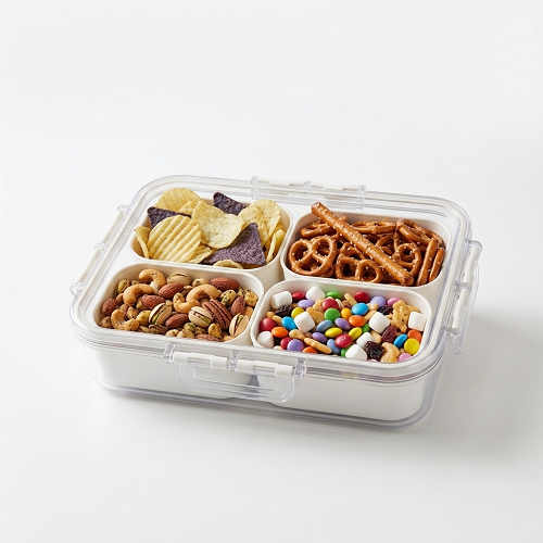 snackbox met 4 bakjes en 4 sluitingen