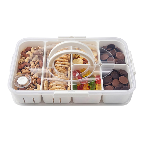 snackbox met 6 vakken en 4 sluitingen